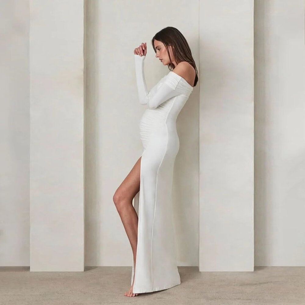 Bumpsuit The Off The Shoulder Evening Dress in Ivory